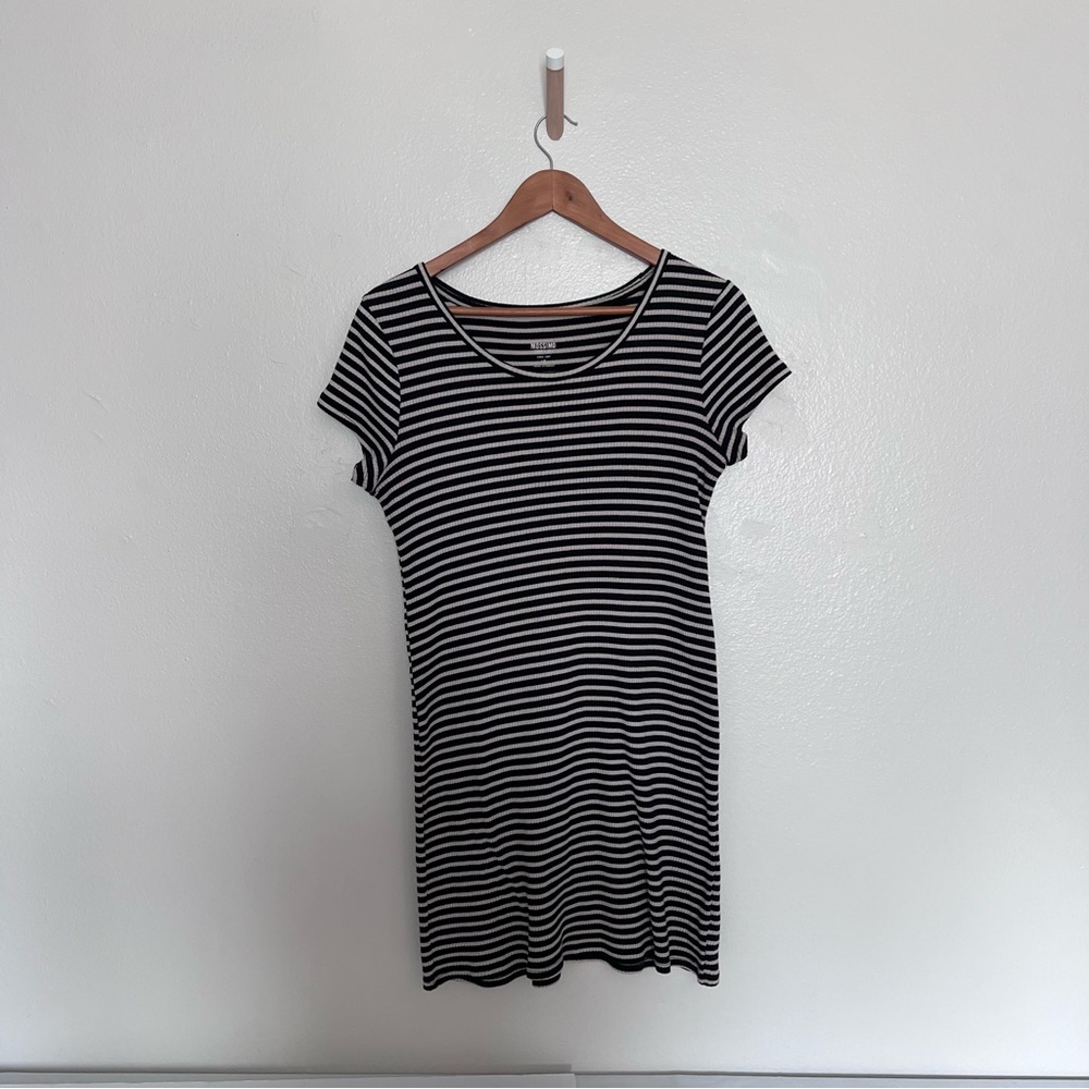 Mossimo Supply‎ Co. Dress Sz L Babydoll  Retro Y2K Striped Black/Tan